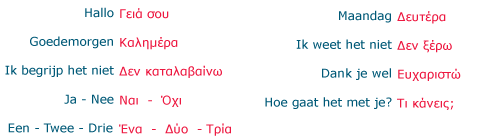 Griekse woorden en zinnen, die in een cursus Grieks aan de orde kunnen komen.